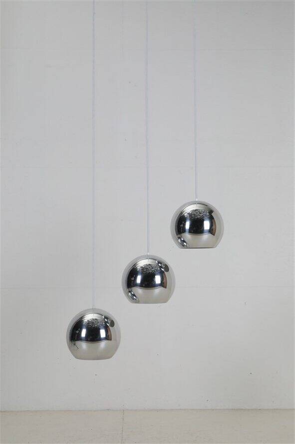 Set of 3 original Louis Poulsen / Verner Panton “Topan” pendant lamps / mid-century Danish modern design / 1960s / 1970s