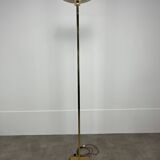 70s floor lamp in brass and smoked plexiglass, Hollywood Regency