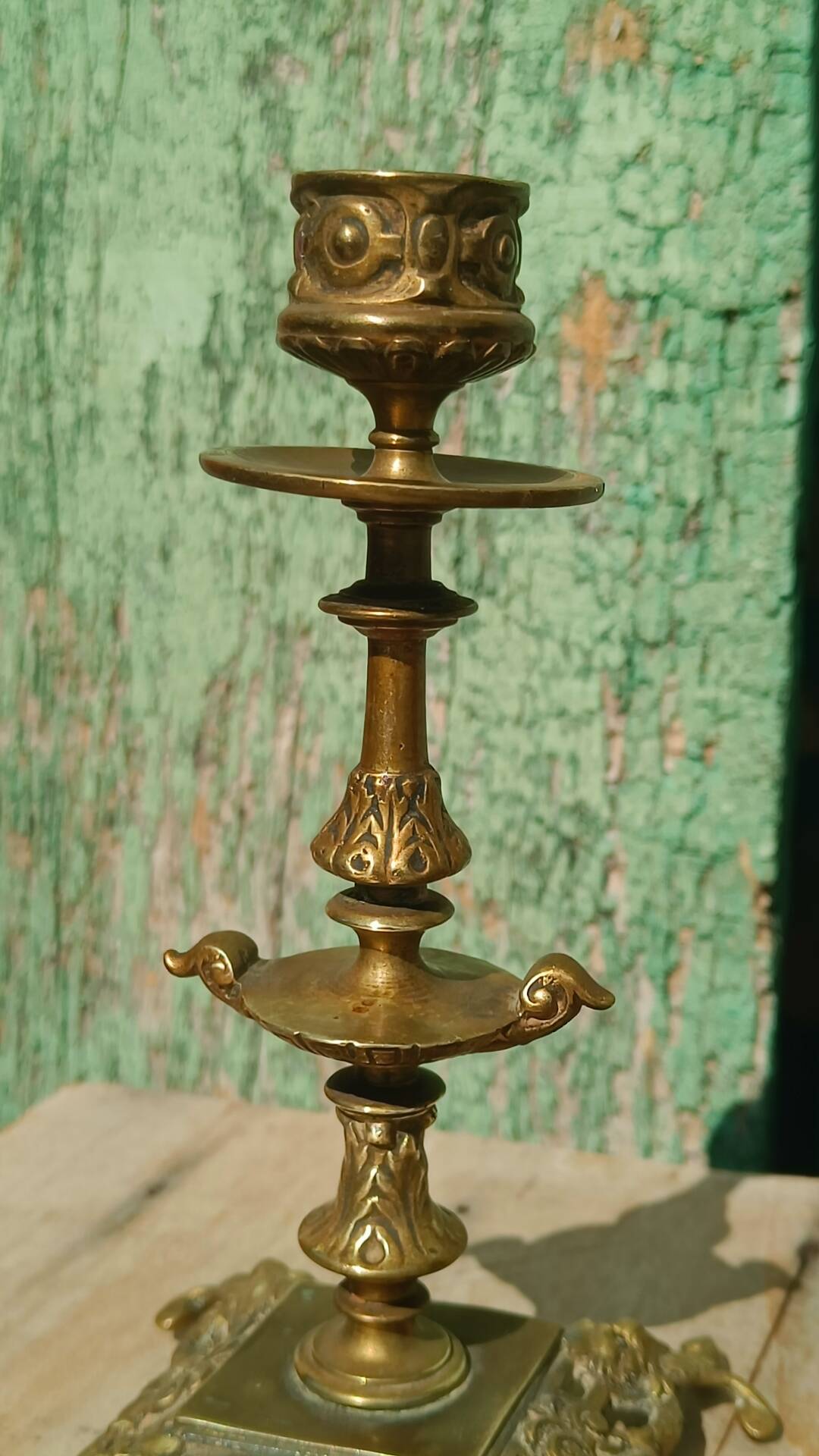 Pair of antique brass candlesticks – Napoleon III style