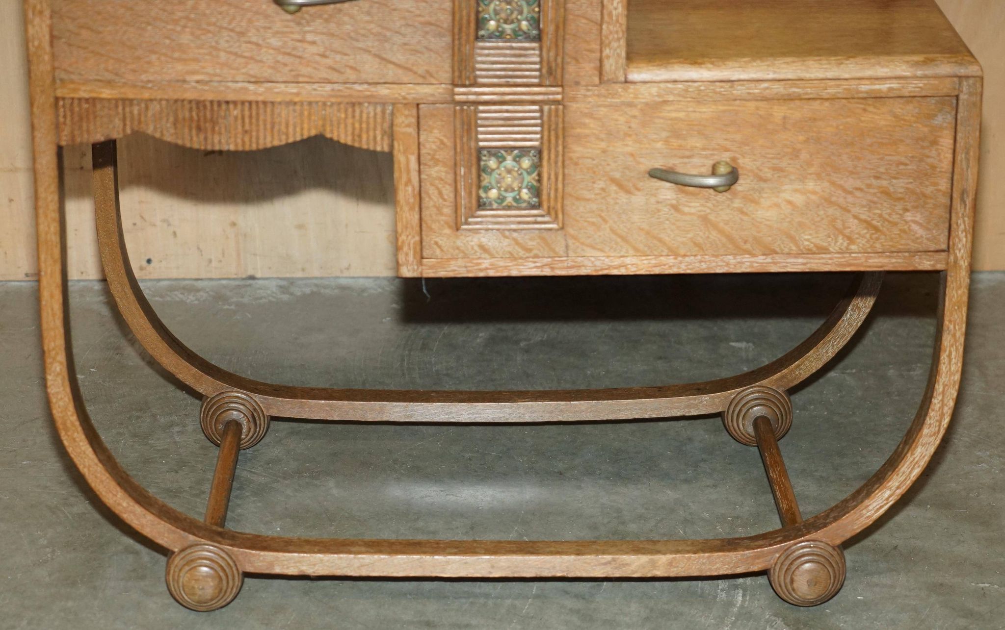Art Deco whitewashed oak dressing table with Heal's stool.