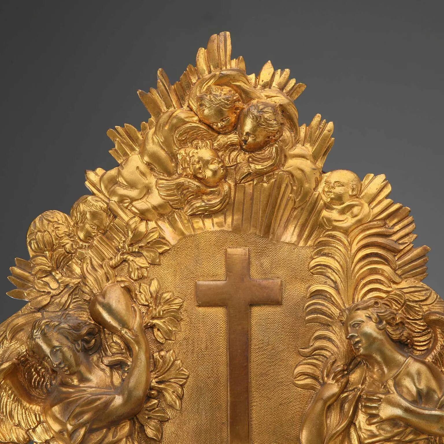 Bénitier ancien en bronze doré, Italie, XXe siècle