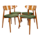 Scandinavian design dining room chairs in green velvet, set of 4