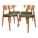 Scandinavian design dining room chairs in green velvet, set of 4