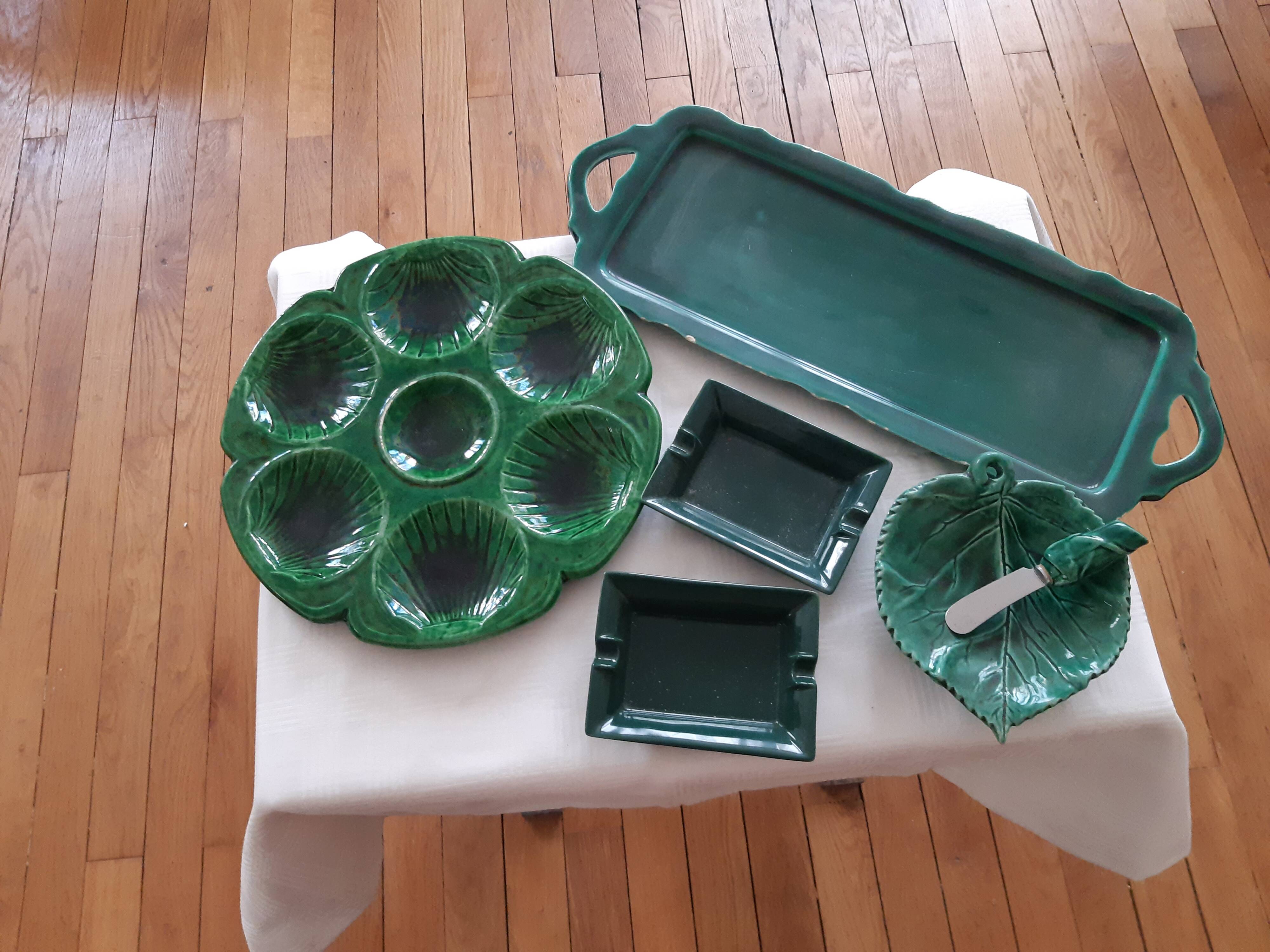 Ceramart Valauris flat lot and various green ceramics