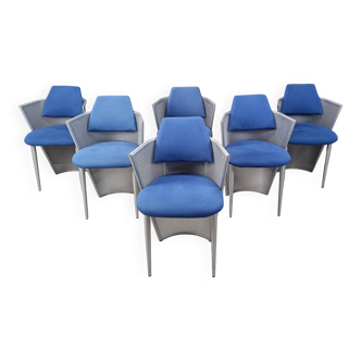 Lot de 6 chaises de salle à manger postmodernes, années 1980