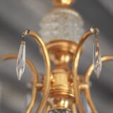 Vintage pendant light, brass pendant light with glass globe, 6-light chandelier
