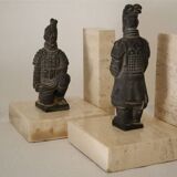 Paire de serre-livres vintage en travertin