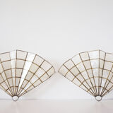 Pair of mother-of-pearl fan-shaped sconces