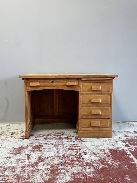 1950s oak veneer desk