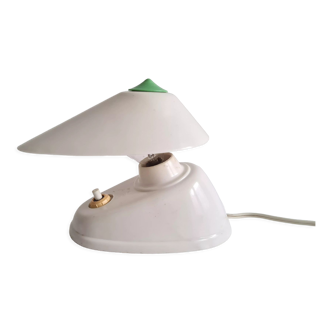 Lampe bauhaus vintage bakélite blanche, tchécoslovaquie