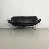 Postmodern leather and chrome sofa, c.1970