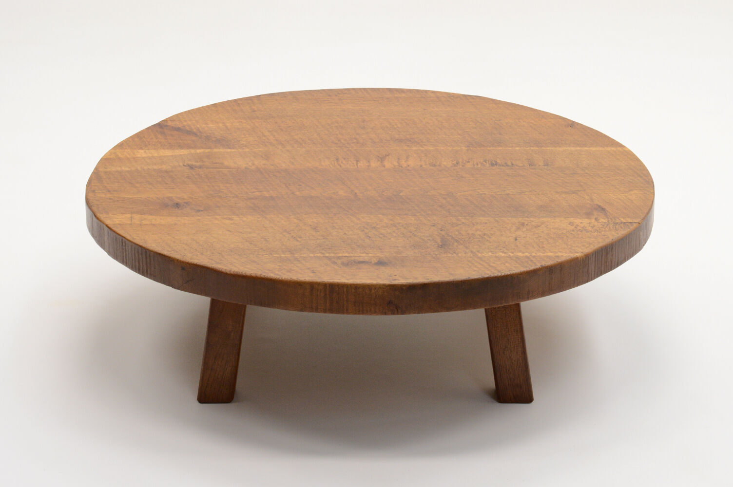 French oak brutalist artisan coffee table, 70s.