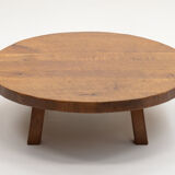 French oak brutalist artisan coffee table, 70s.
