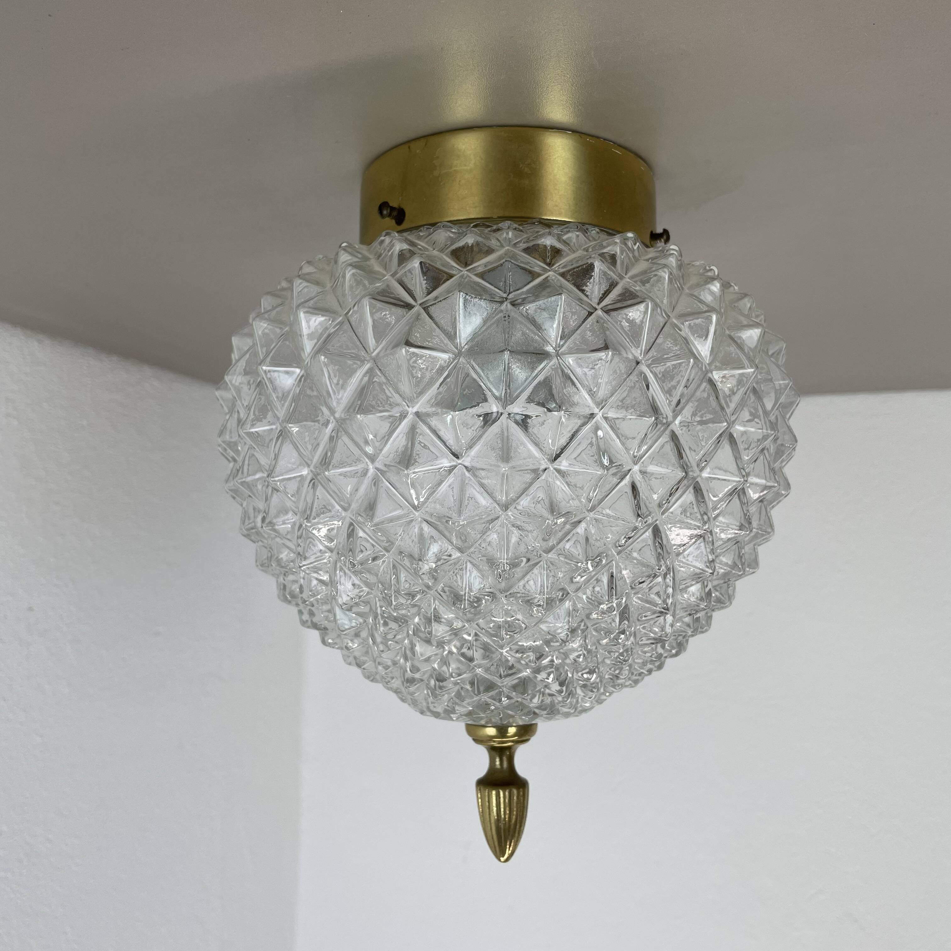 Modernist  "pineapple" ceiling light by glashütte limburg attrib., germany 1970