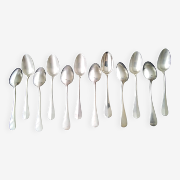 12 SFAM silver metal teaspoons Plain flat model