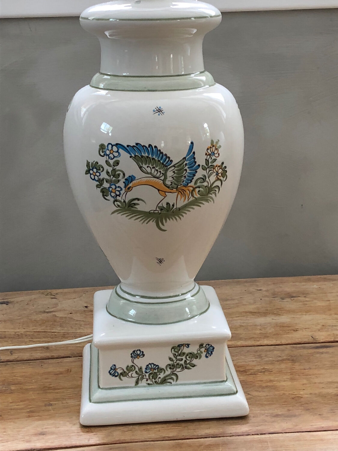 Antique lamp foot in Moustiers porcelain