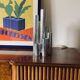 Hollywood regency 6 lights metal table lamp, Italy 1970s