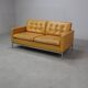 Florence Knoll two-seater sofa in mustard yellow leather, 1970