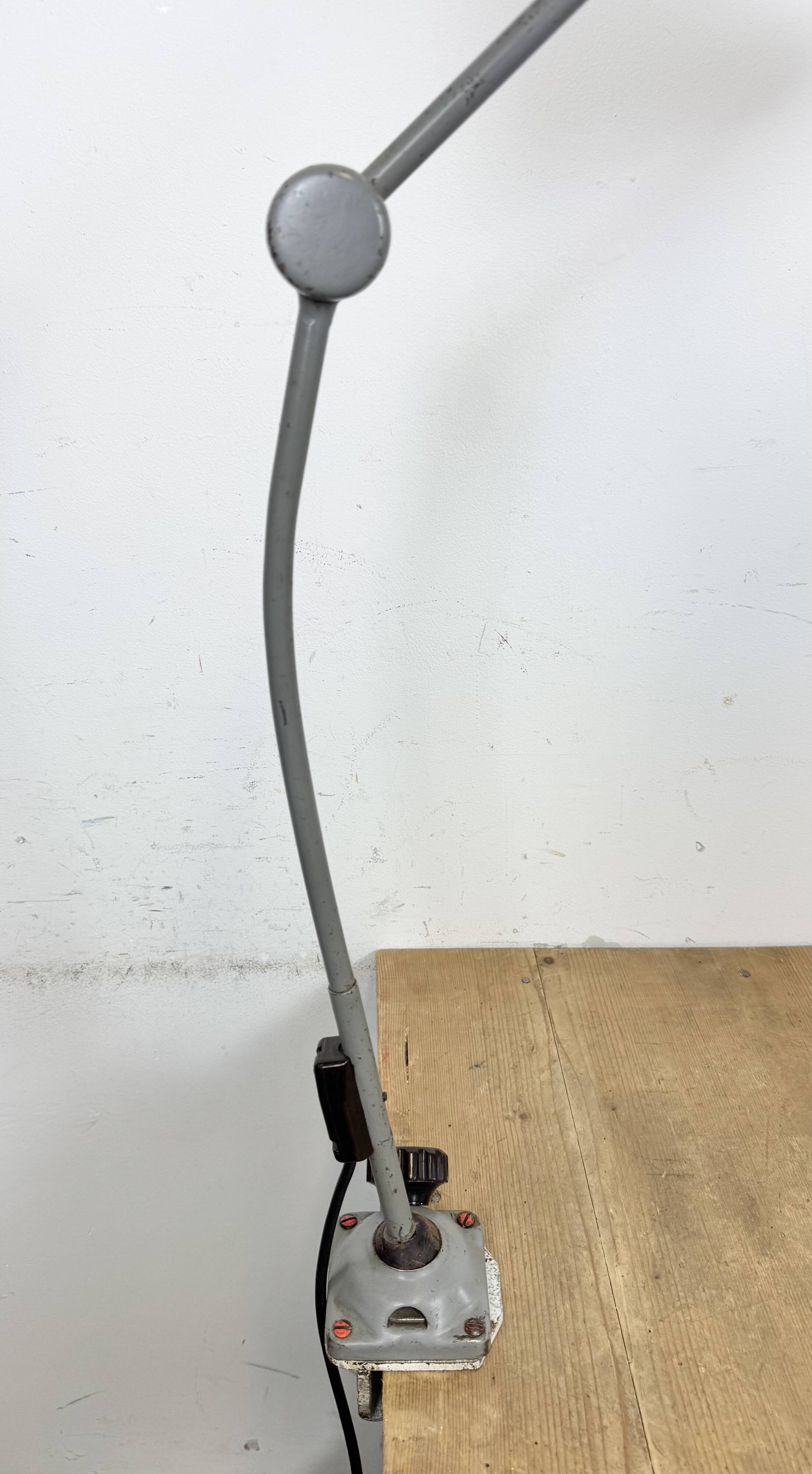 Large Grey Industrial Workshop Table Lamp, 1960s