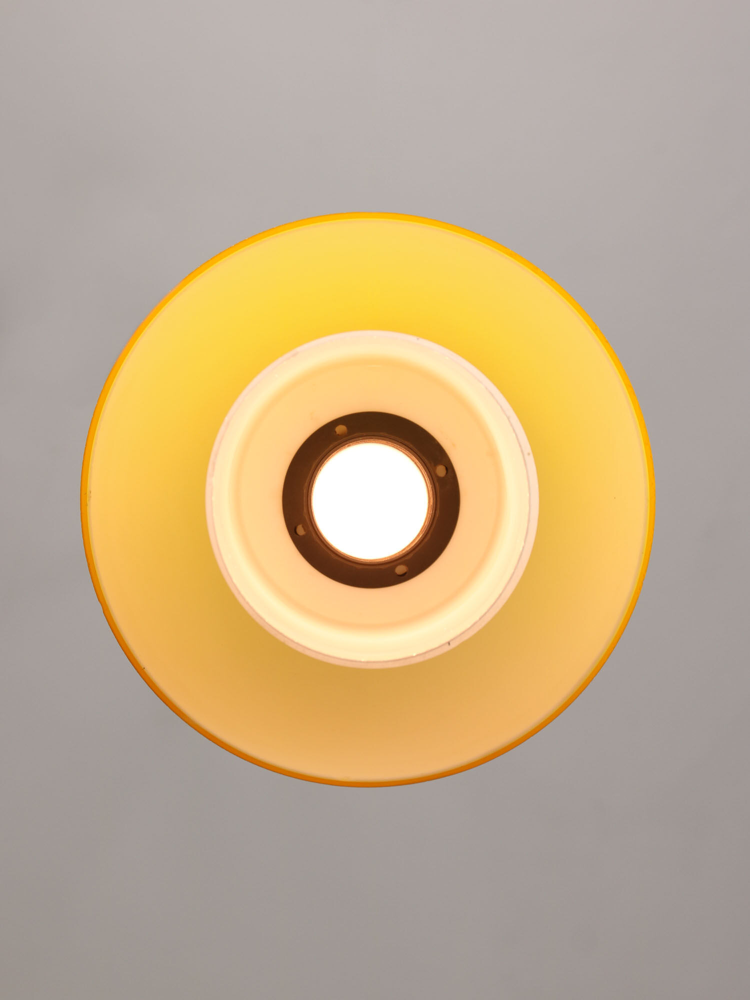 Mid-century yellow glass & brass mushroom pendant lamp