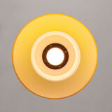 Mid-century yellow glass & brass mushroom pendant lamp
