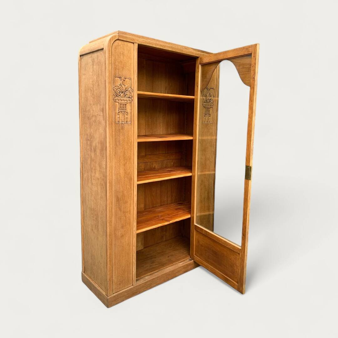 Armoire parisienne vitrée art déco bois brut 1930