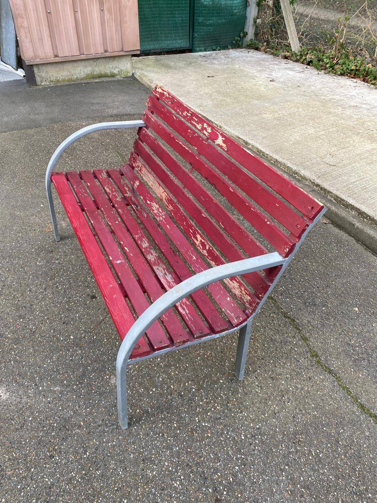 Banc de jardin 2 places en bois massif et acier Hespéride