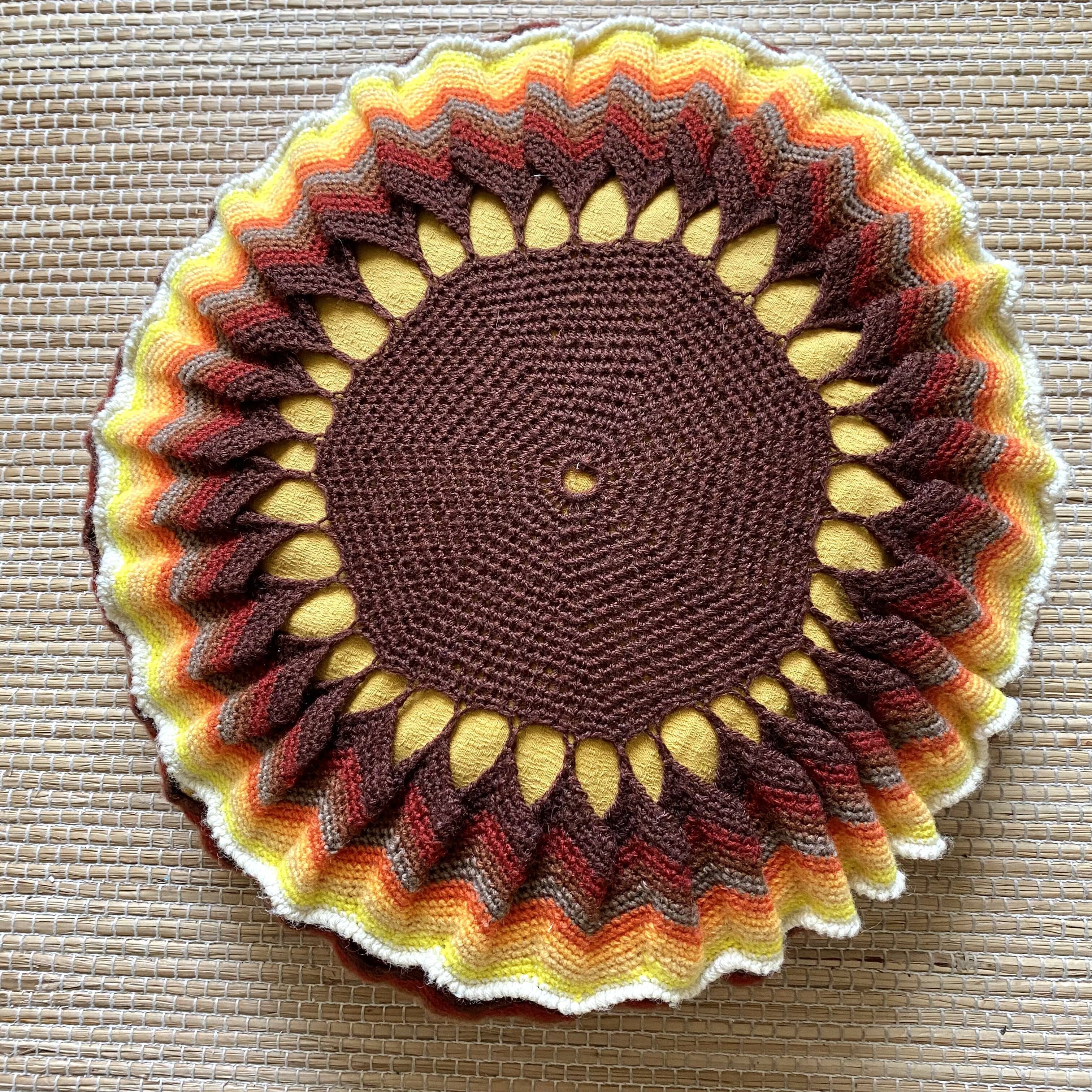 Vintage round crochet cushion