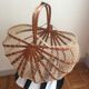 Vintage foldable basket made of bamboo and cotton threads