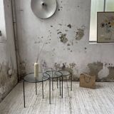 1950s metal and glass nesting coffee tables