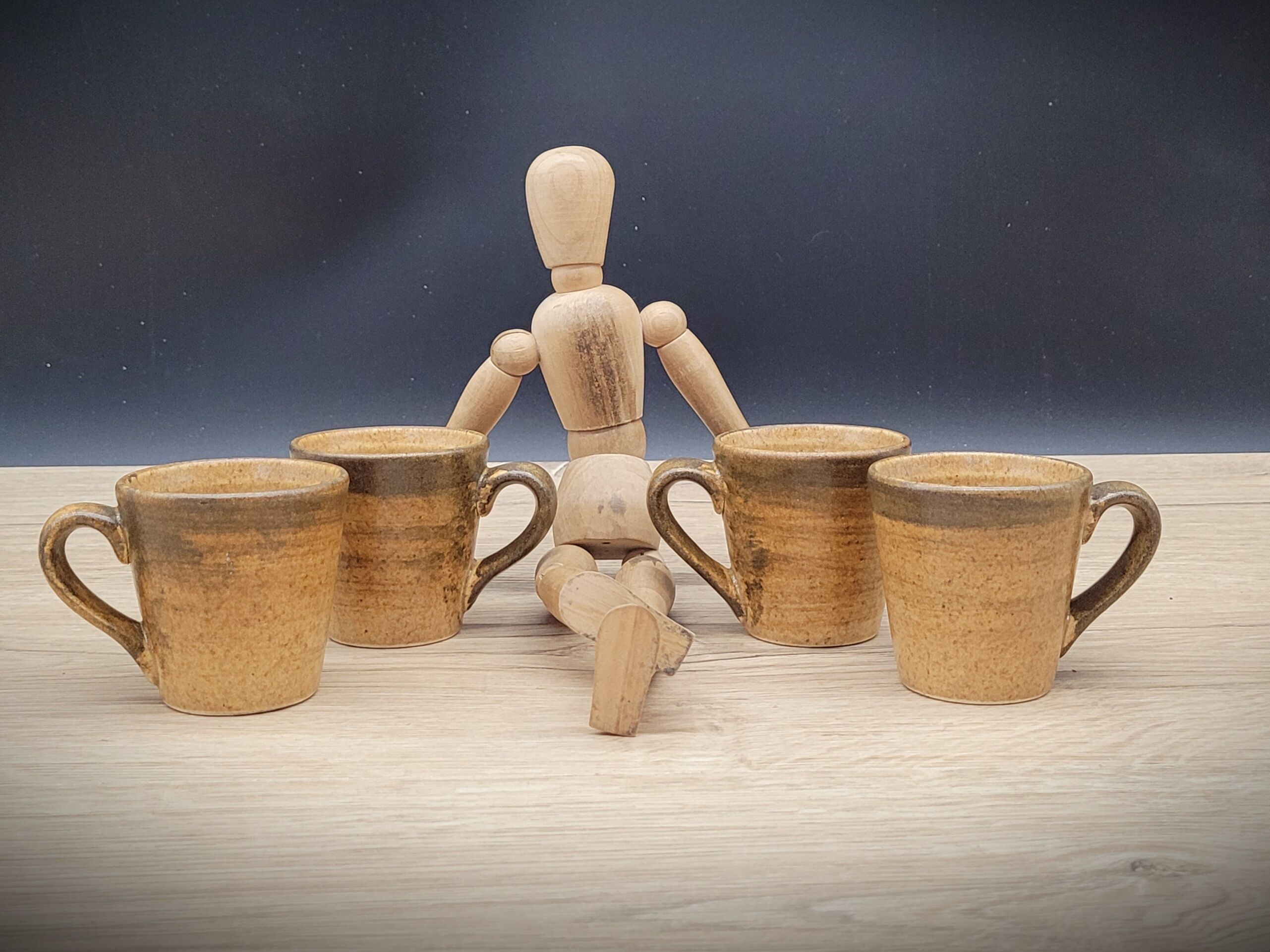 Set of 4 cups coffee stoneware