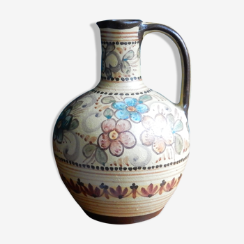 Hand-painted terracotta jug