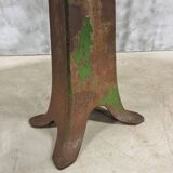 Antique oak dining table on cast iron base 93 x 123 cm