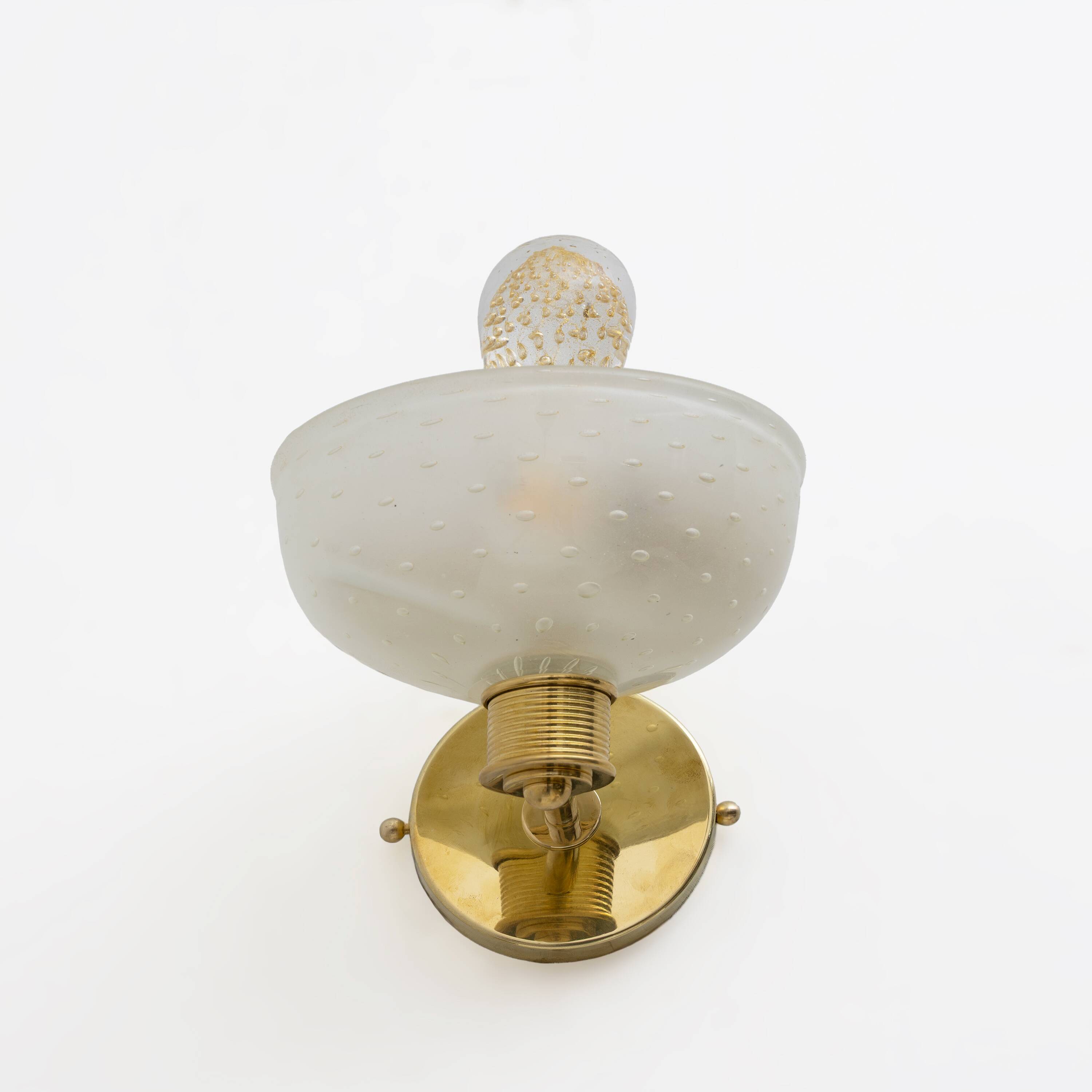 Attributed to Barovier & Toso Brass and Pulegoso Murano Glass Sconces, Pair