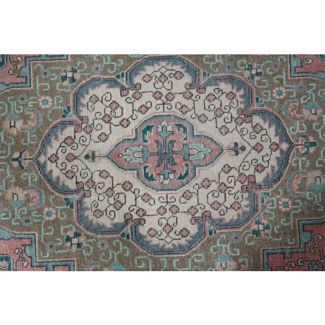 1970s Vintage Persian Handmade Wool Cotton Pink Area Rug 282x385