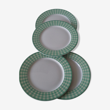 Lot d'assiettes porcelaine vichy vert