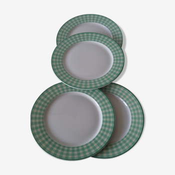 Lot of green vichy porcelain plates