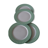 Lot of green vichy porcelain plates