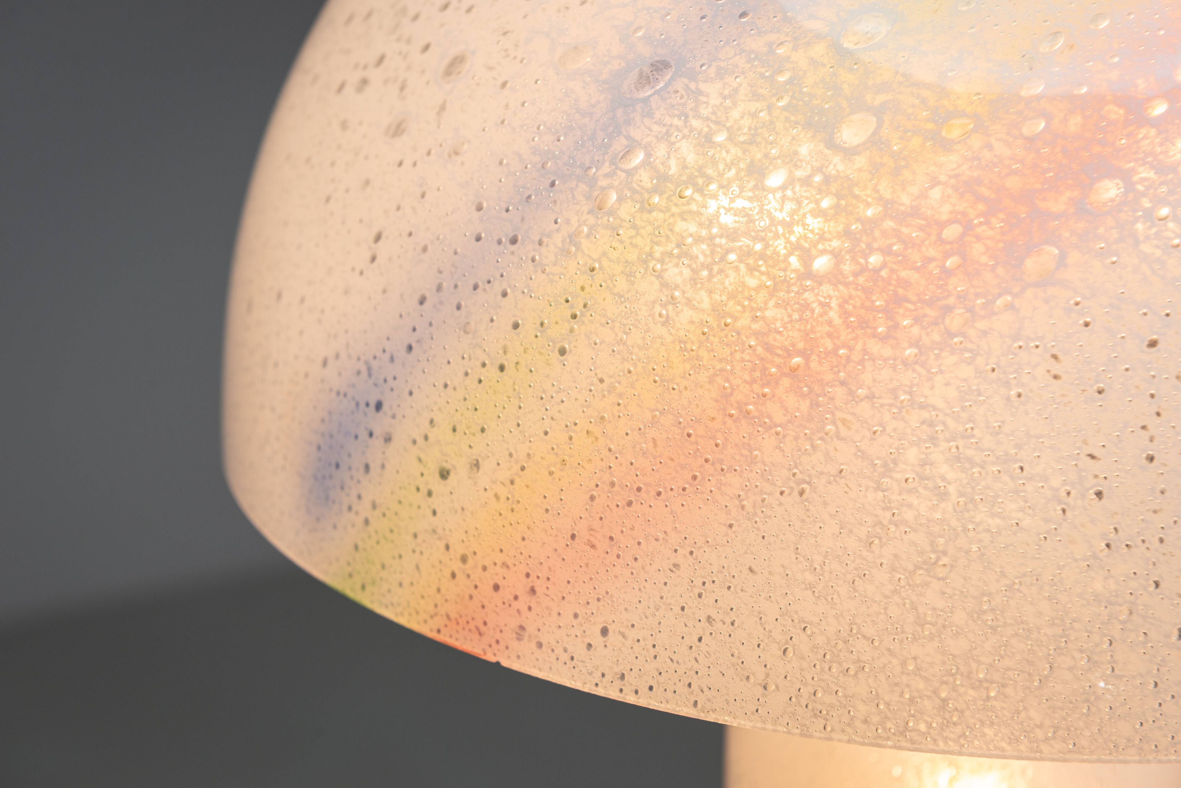 Doria table lamp in bubble glass with rainbow coloured details
