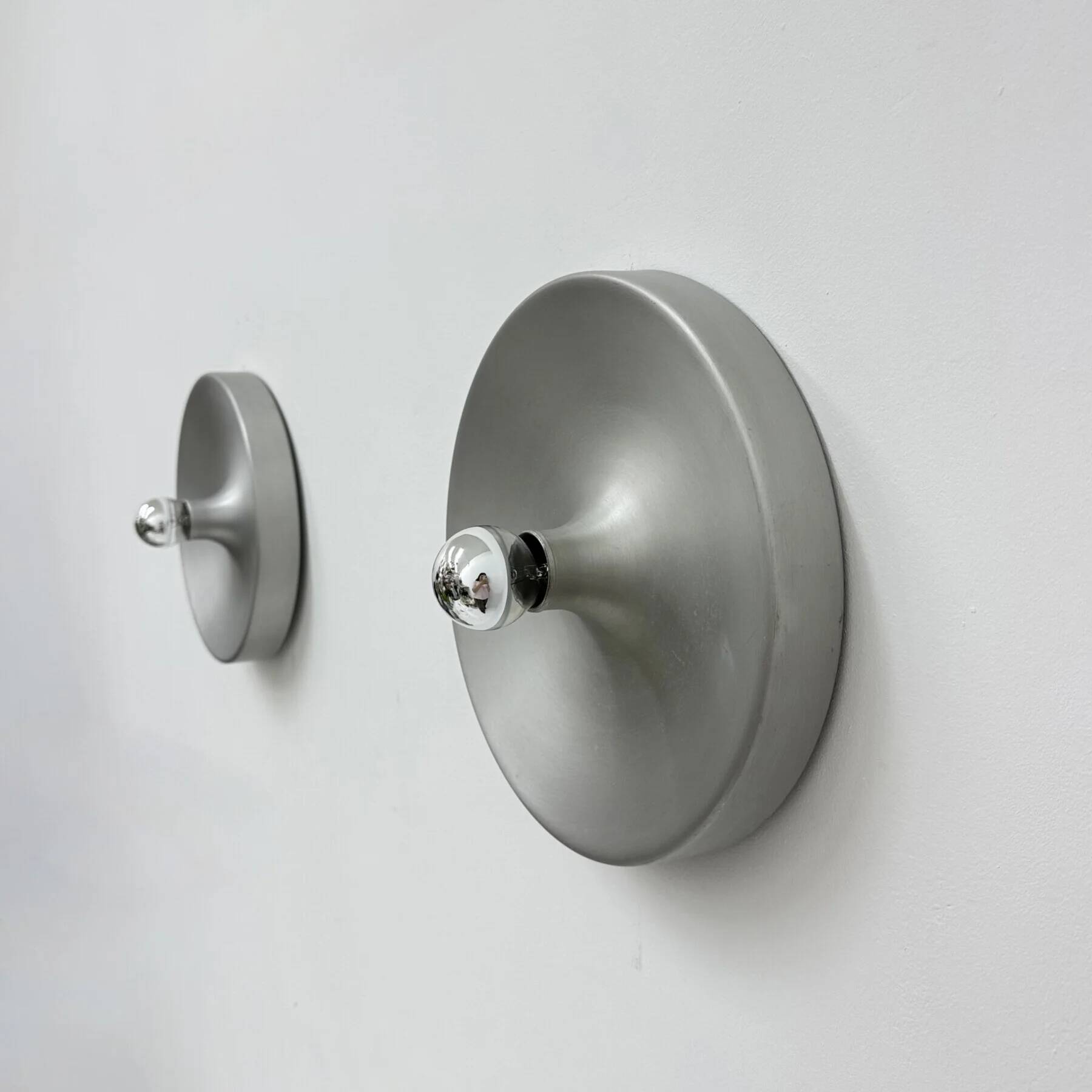 Mid-century design disc lamp, 1970s attributed to Charlotte Perriand for Les Arcs, set of 2