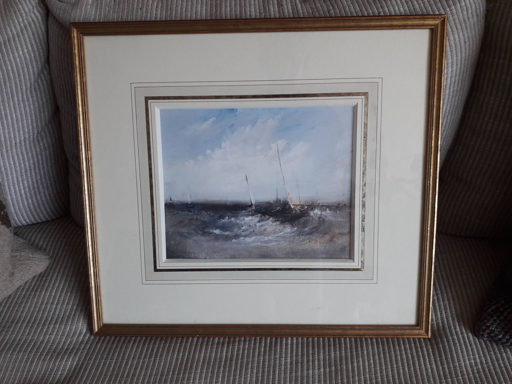 Tableau ancien représentant une marine