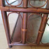 Retro-Side table-vinyl furniture-wood, rattan and bamboo-80s