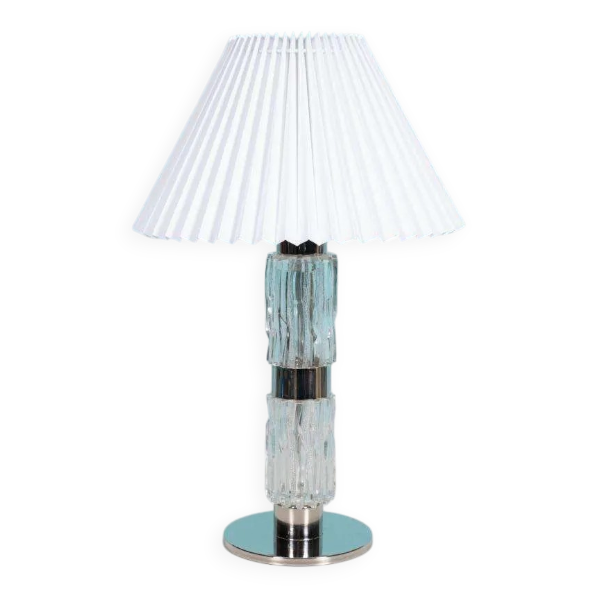 Mid-century glass table lamp by Richard Essig, chic hotel style.