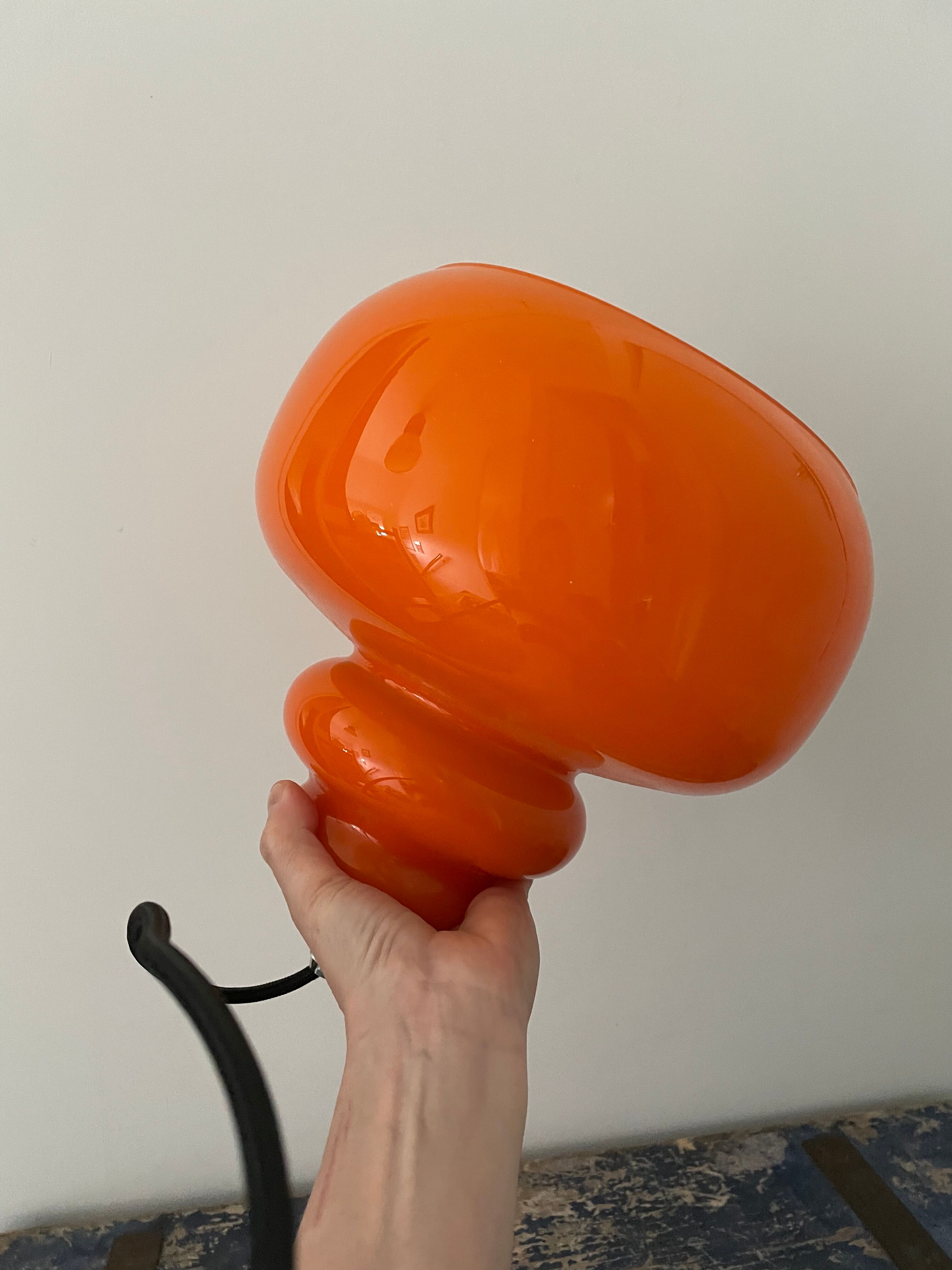 Vintage suspension lamp in orange opaline electrified to nine