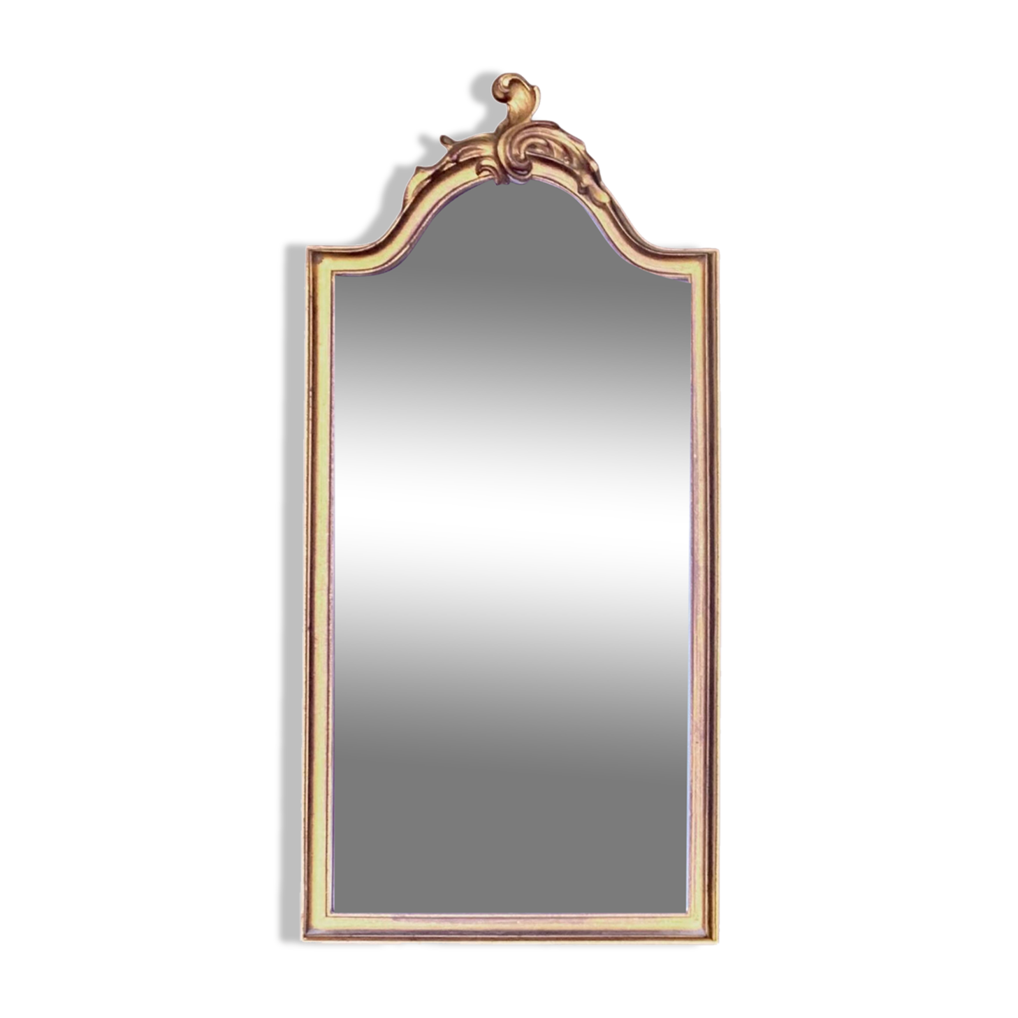 Antique Deknudt mirror in golden resin - 70 x 34 cm