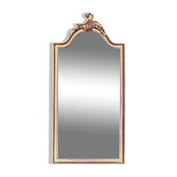 Ancien miroir Deknudt en résine dorée - 70 x 34 cm