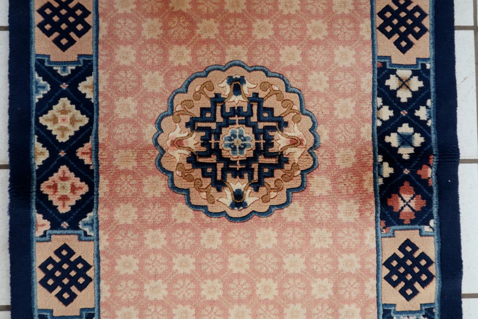 Antique 1930s Chinese Art Deco rug 64cm x 123cm - 1C1261