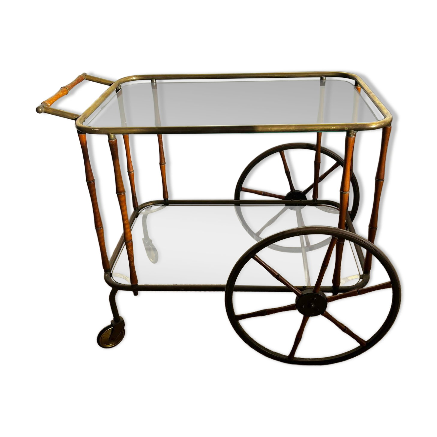 Bar cart in faux bamboo attributed to Maison Jansen.