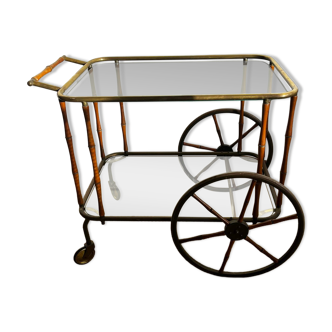 Bar cart in faux bamboo attributed to Maison Jansen.