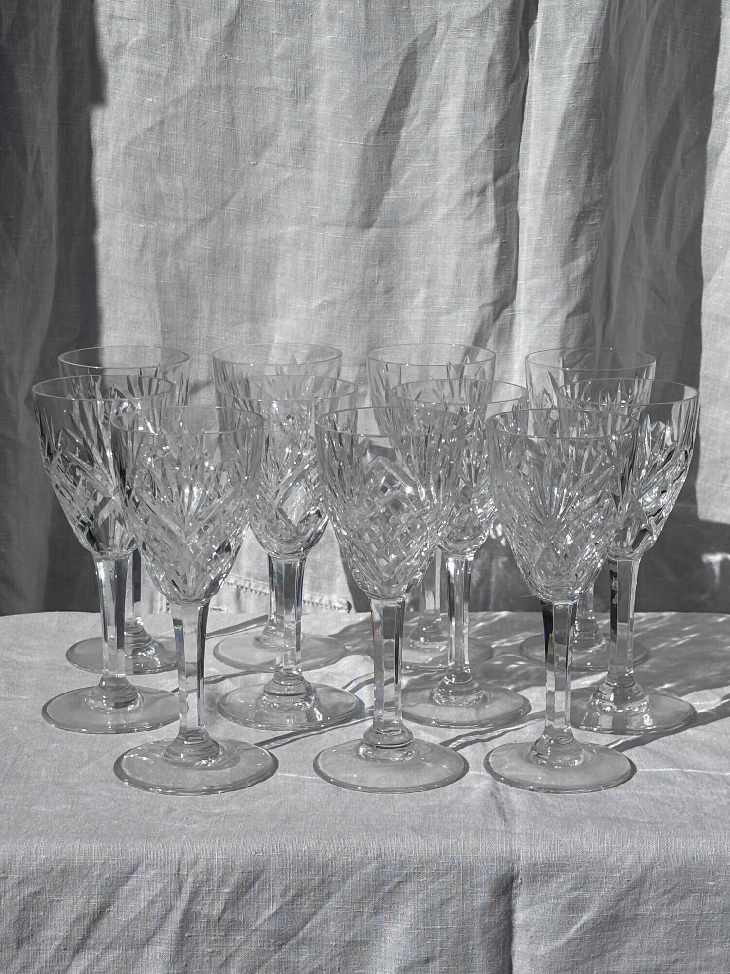 Set of 11 chantilly white wine glasses by saint-louis
